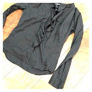 GAP size M black white polka dot ruffle blouse